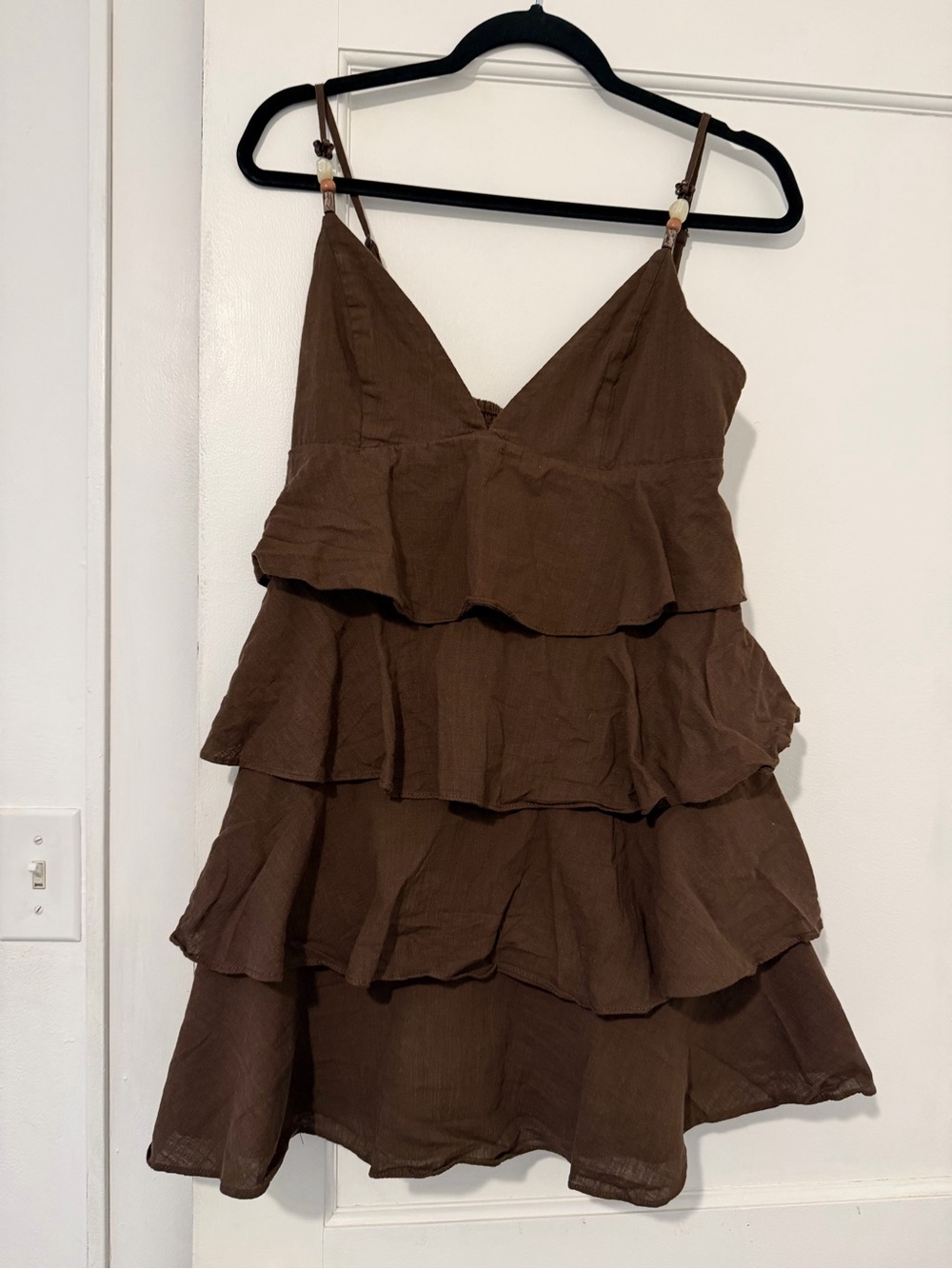 Mustard Seed Brown Tiered Ruffle Mini Dress